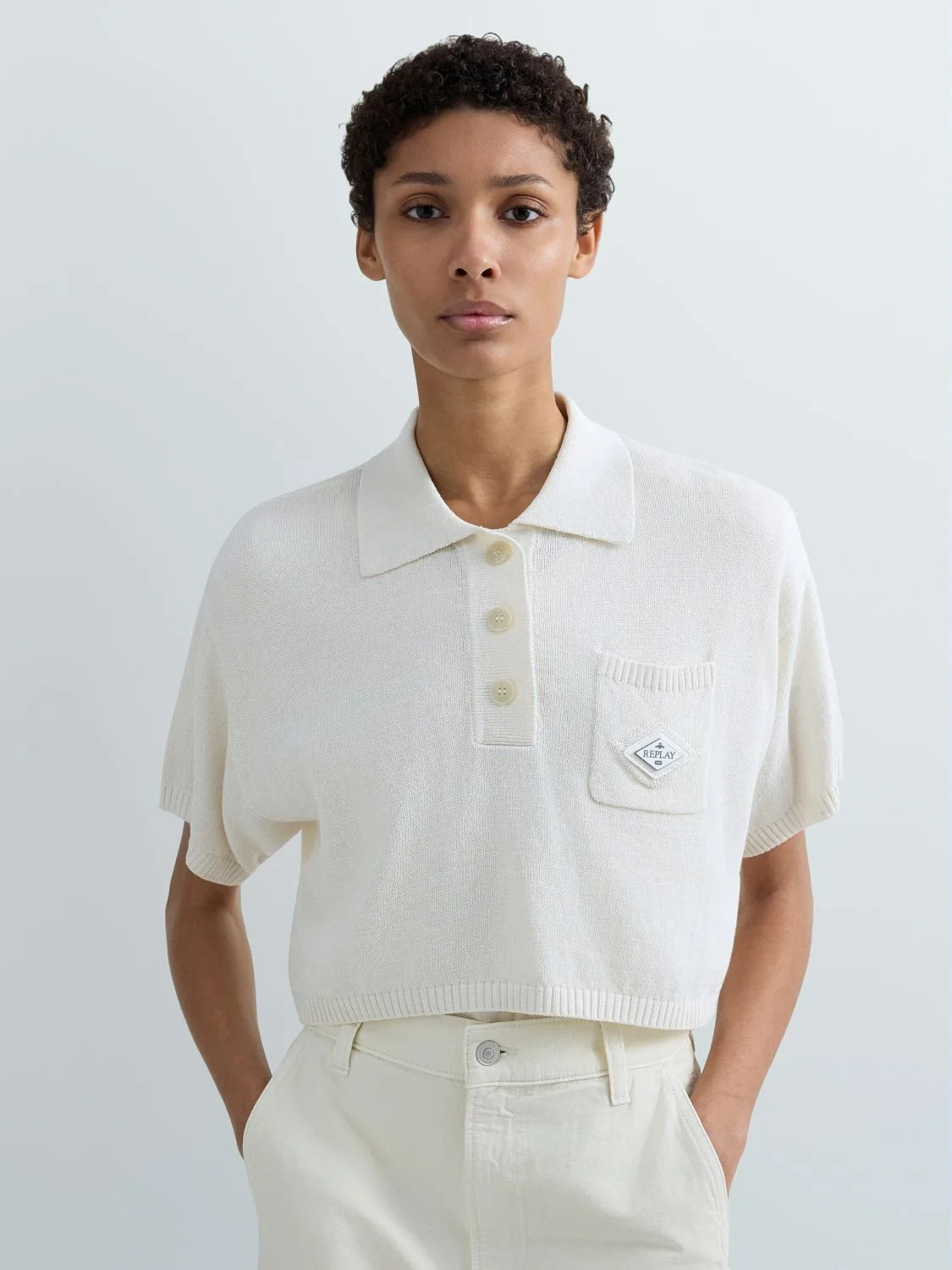 Polo cropped bianca Replay