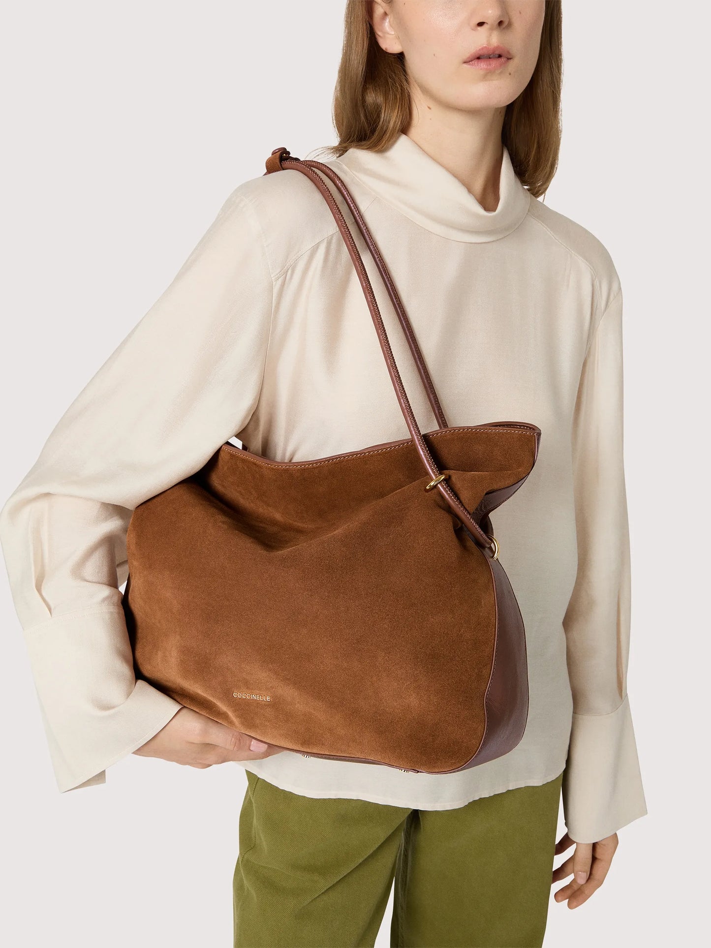 Shopper Lizzie suede cognac Coccinelle