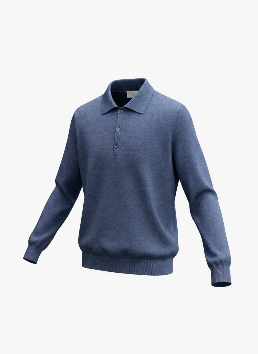 Polo blu vintage lana Ammond