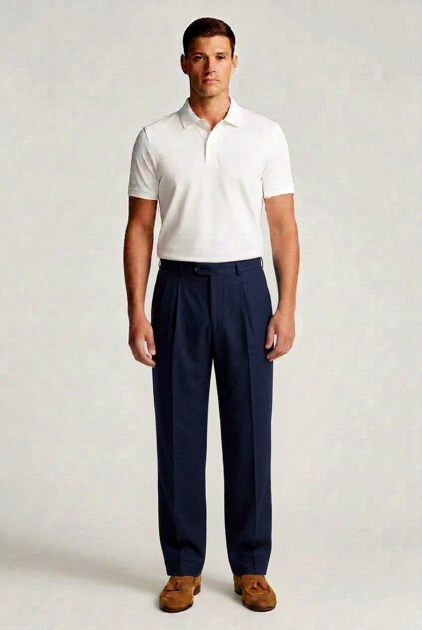 Pantalone lino blu Gino Gori