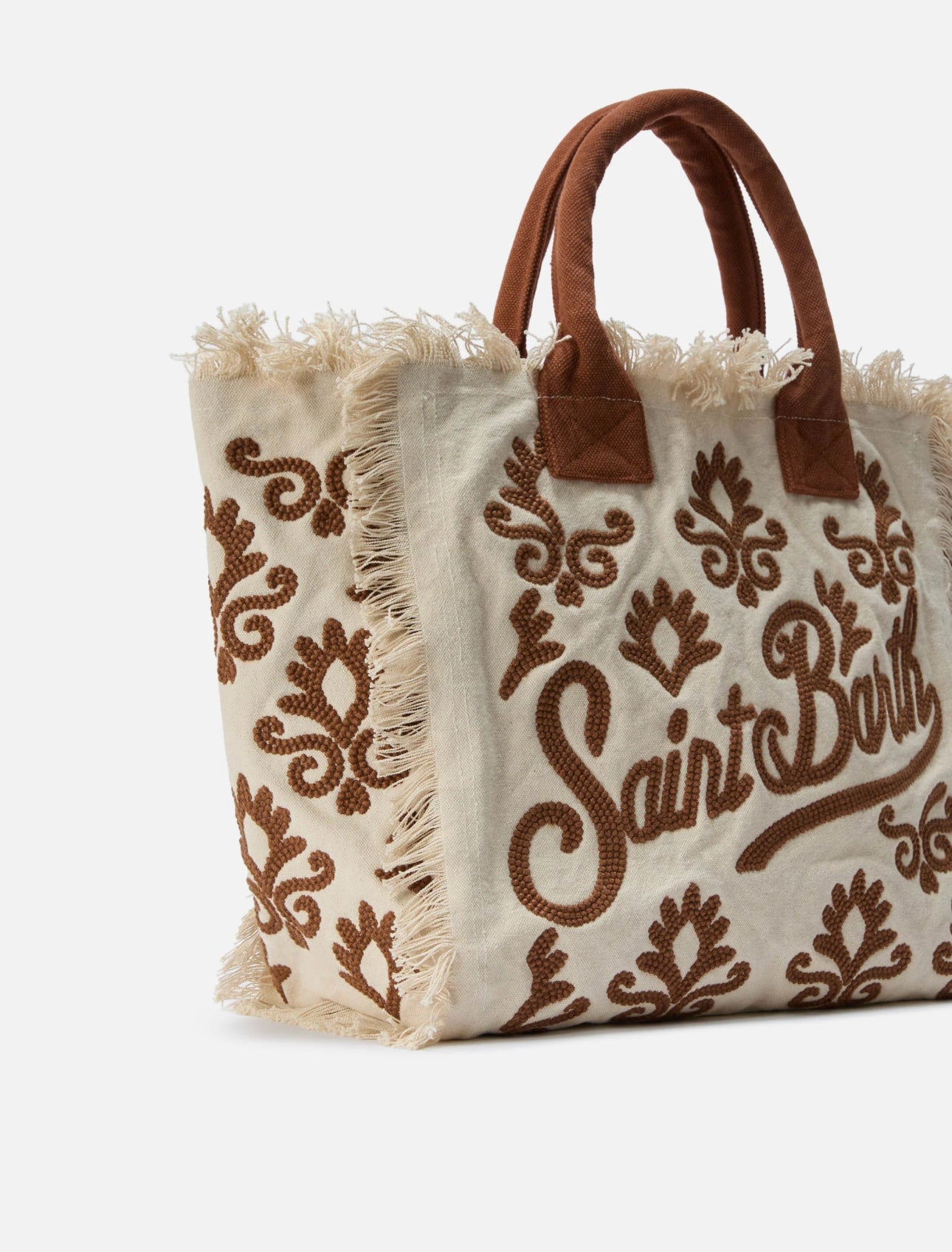 Borsa Vanity beige e marrone in  canvas Saint Barth