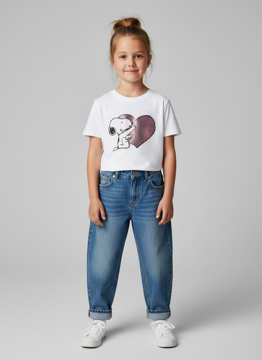T-shirt Snoopy strass cuore st.barth