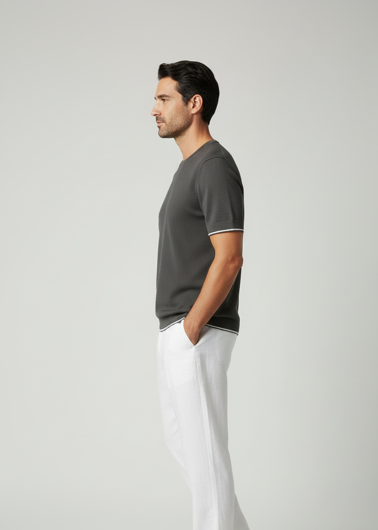 Maglia mezza manica jacquard