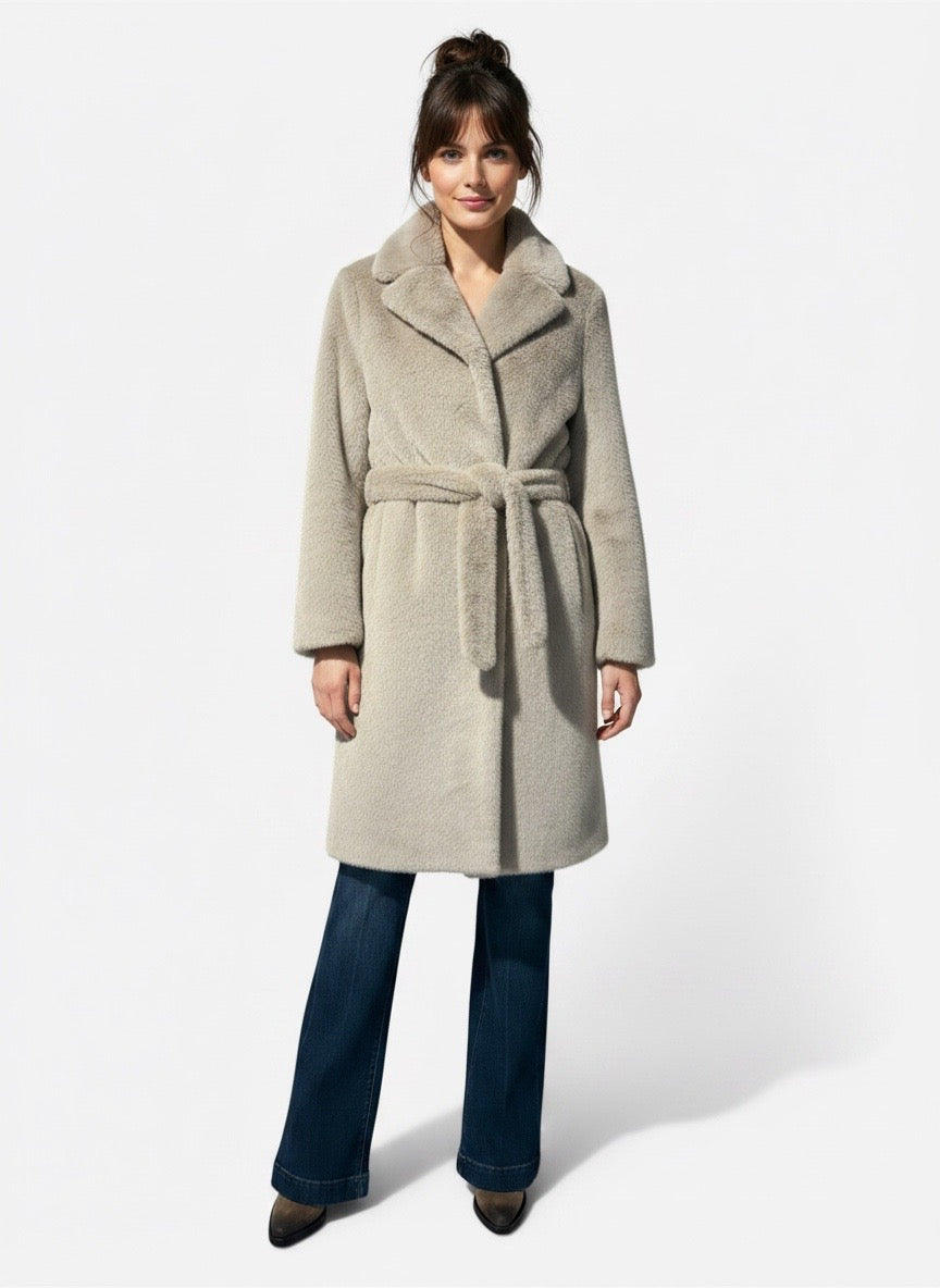 Cappotto eco pelliccia sabbia Duno