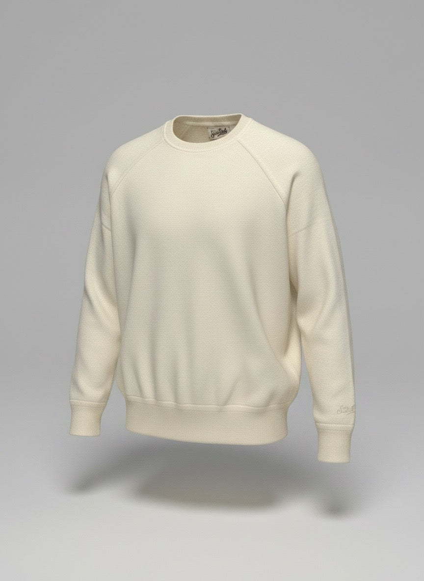Maglione girocollo bianco panna Saint Barth
