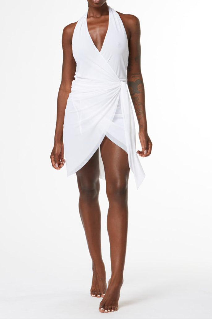 Abito incrociato off white Fisico