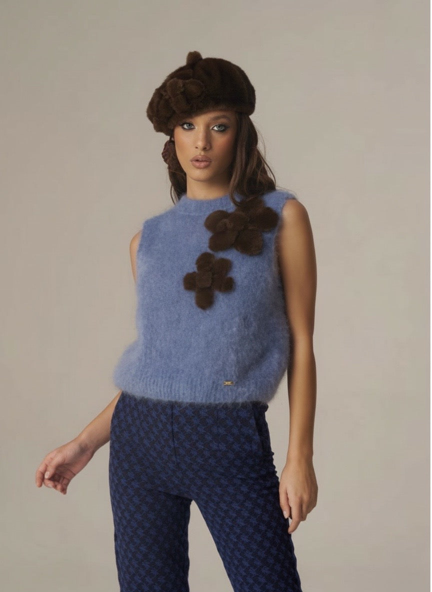 Gilet in maglia pervinca
