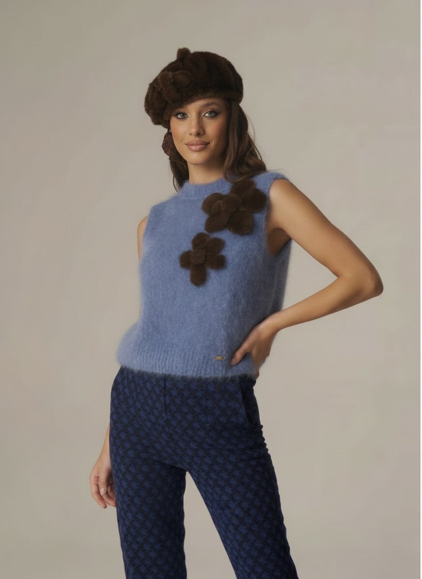 Gilet in maglia pervinca