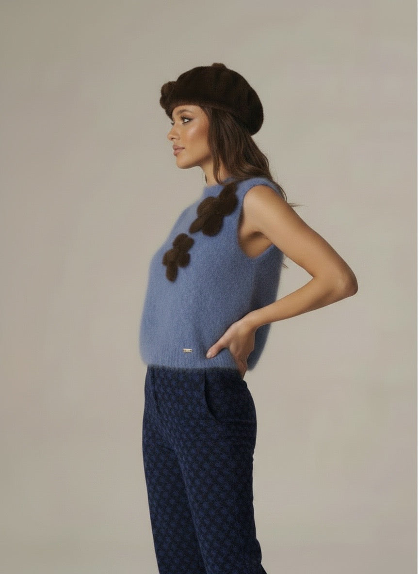 Gilet in maglia pervinca