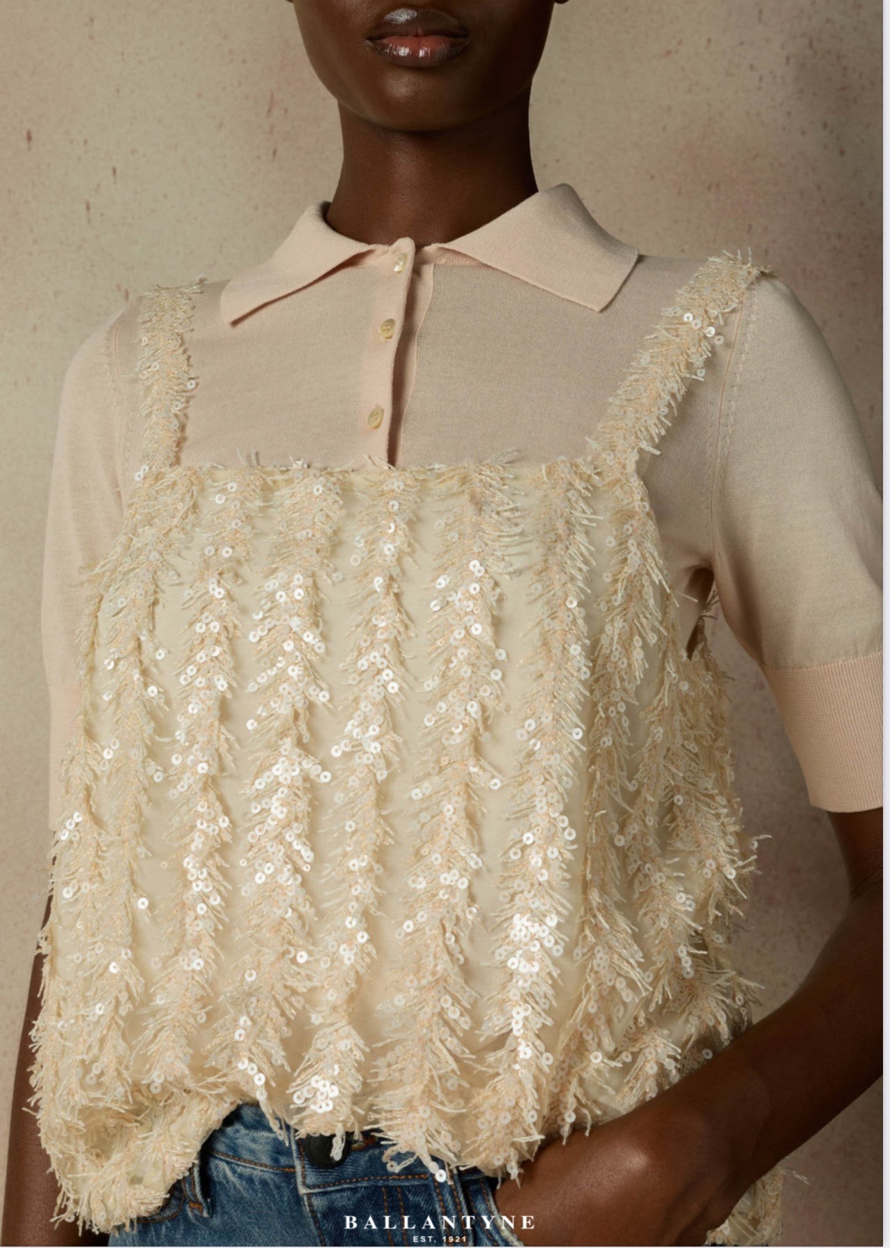 Top paillettes nude Ballantyne