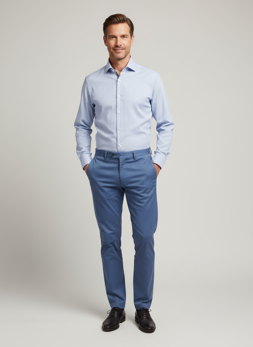 Camicia Xacus collo francese azzurro armaturato