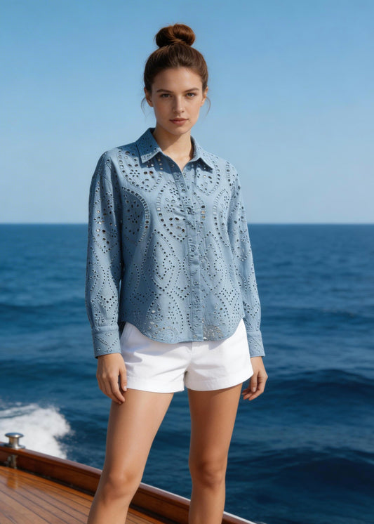 Camicia St Barth sangallo azzurra