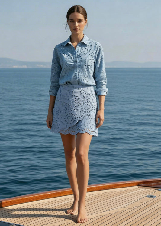 Gonna sangallo St Barth azzurro