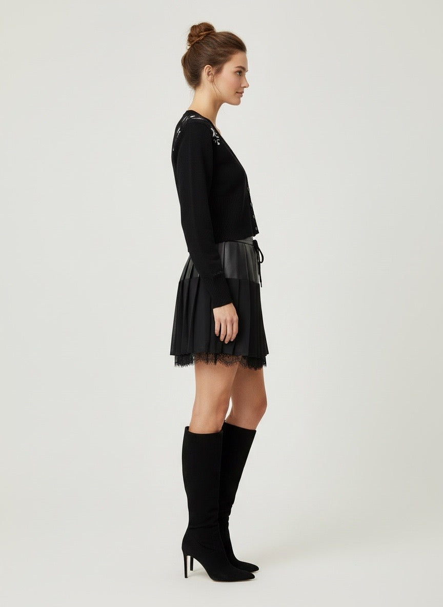 Cardigan maglia Ermanno ricamato nero