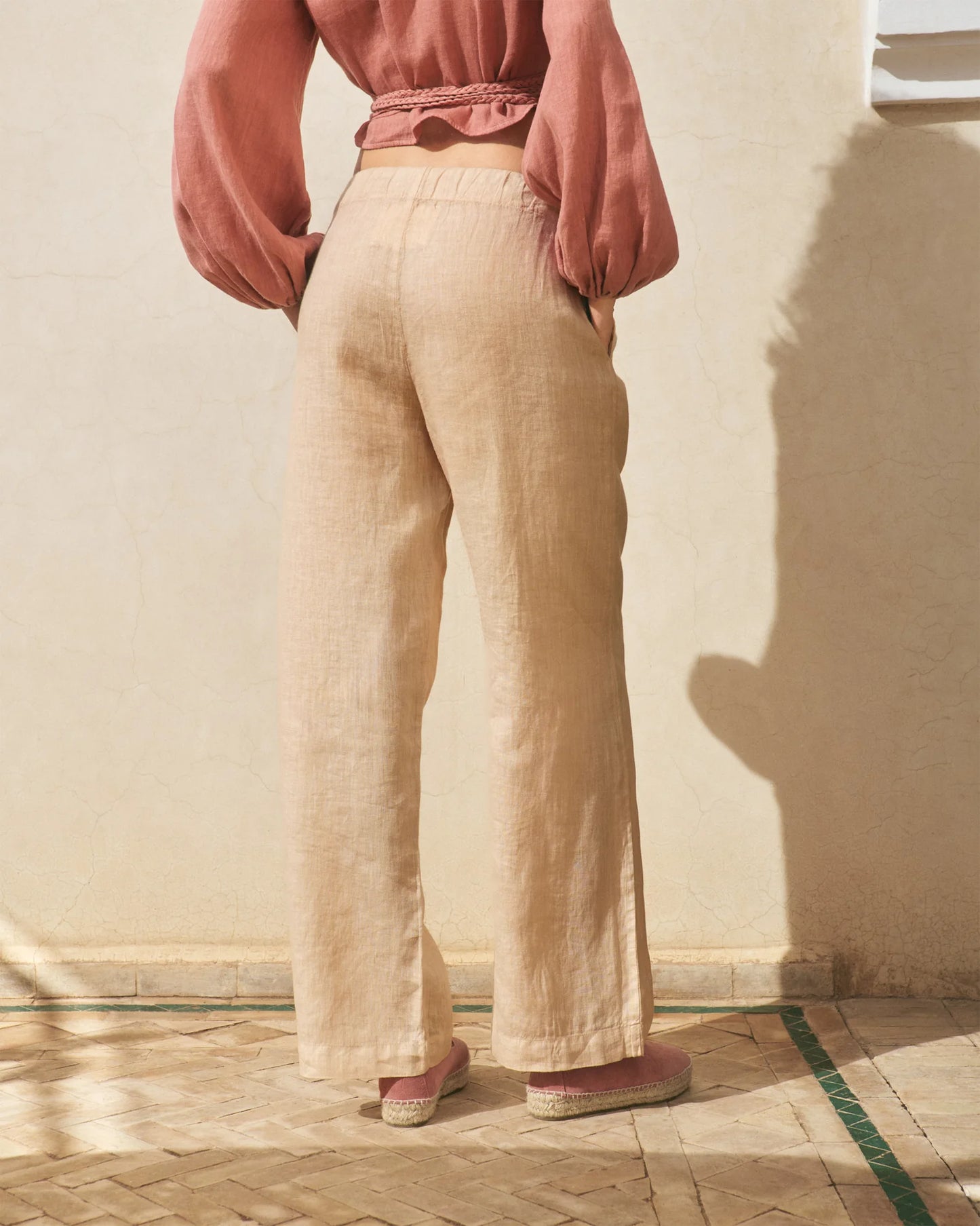 Pantaloni in lino sand