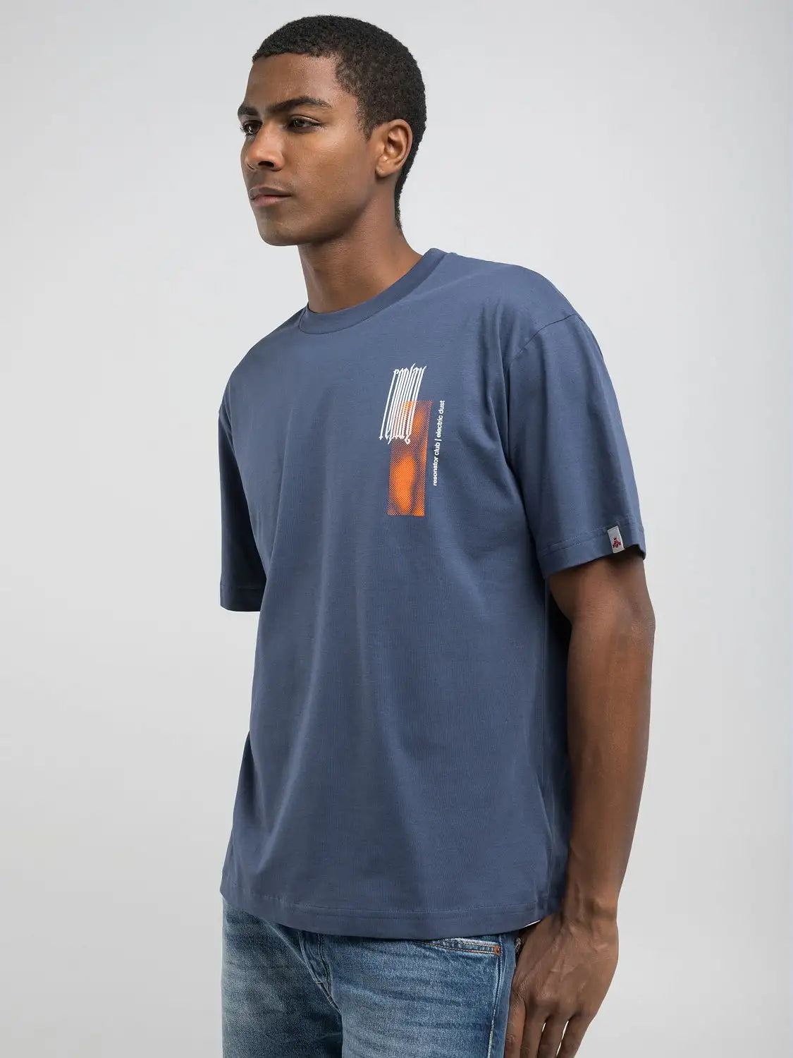 T-shirt stampa blu Replay