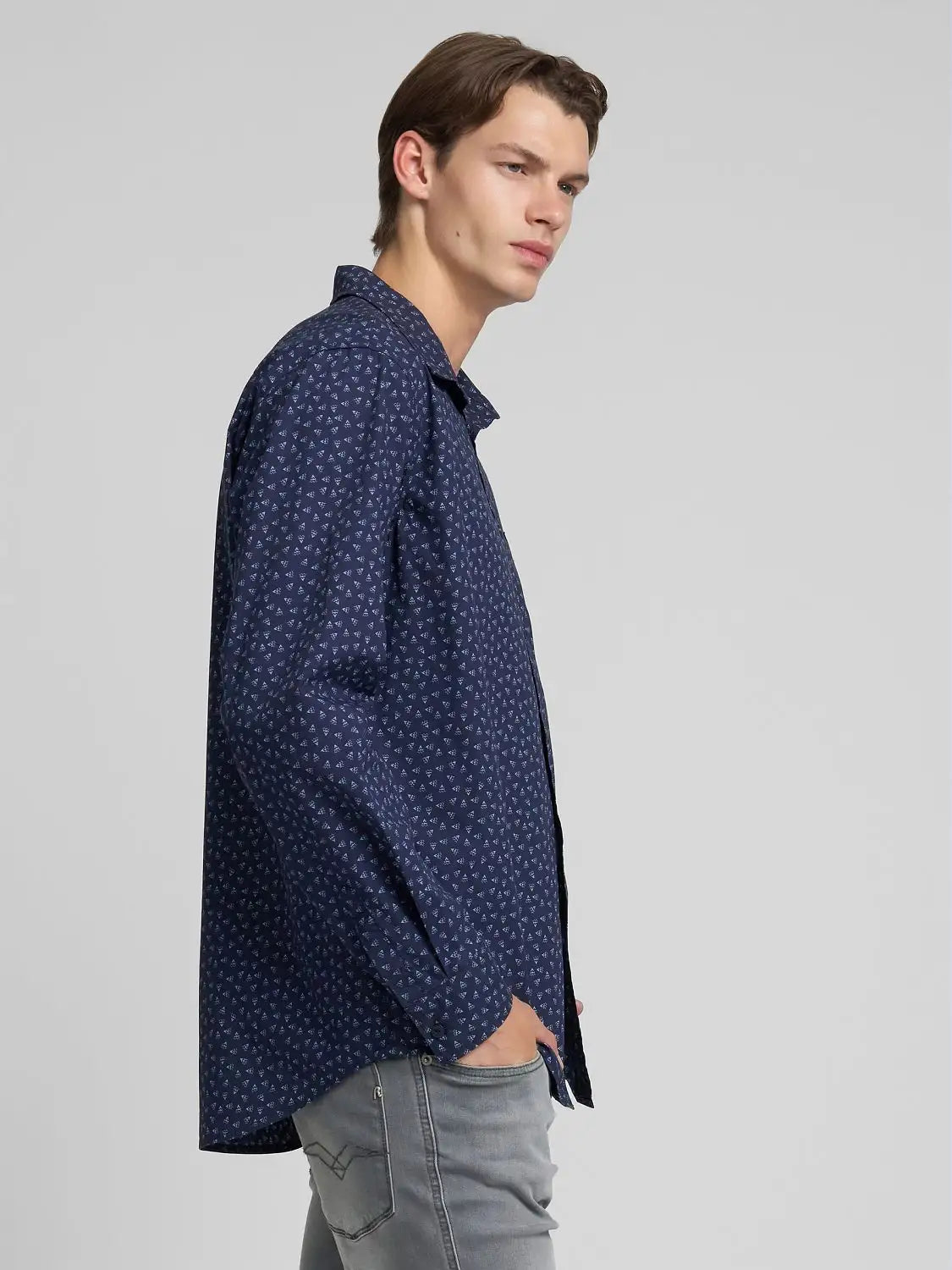 Camicia micro fantasia blu Replay