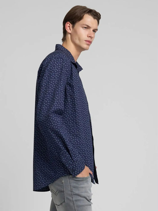 Camicia micro fantasia blu Replay