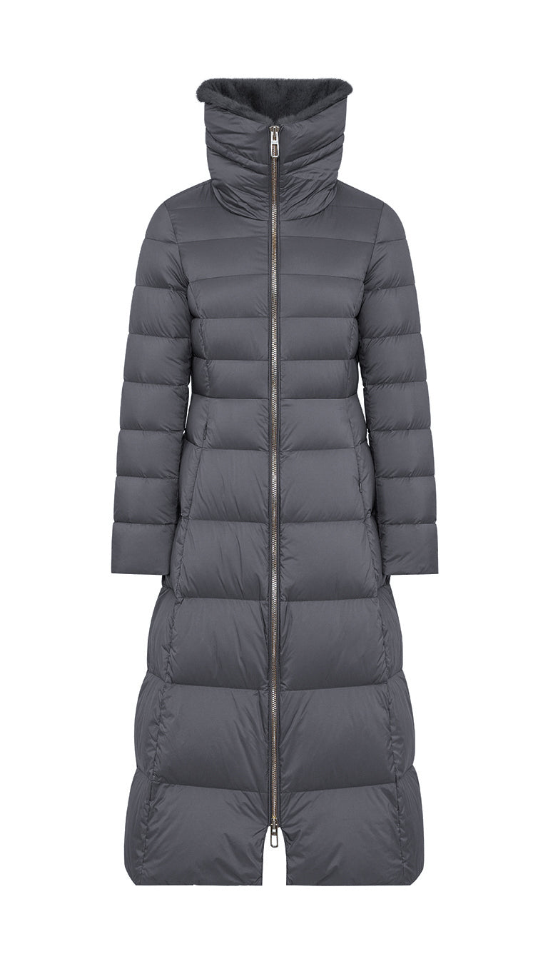 Piumino lungo grigio Duno