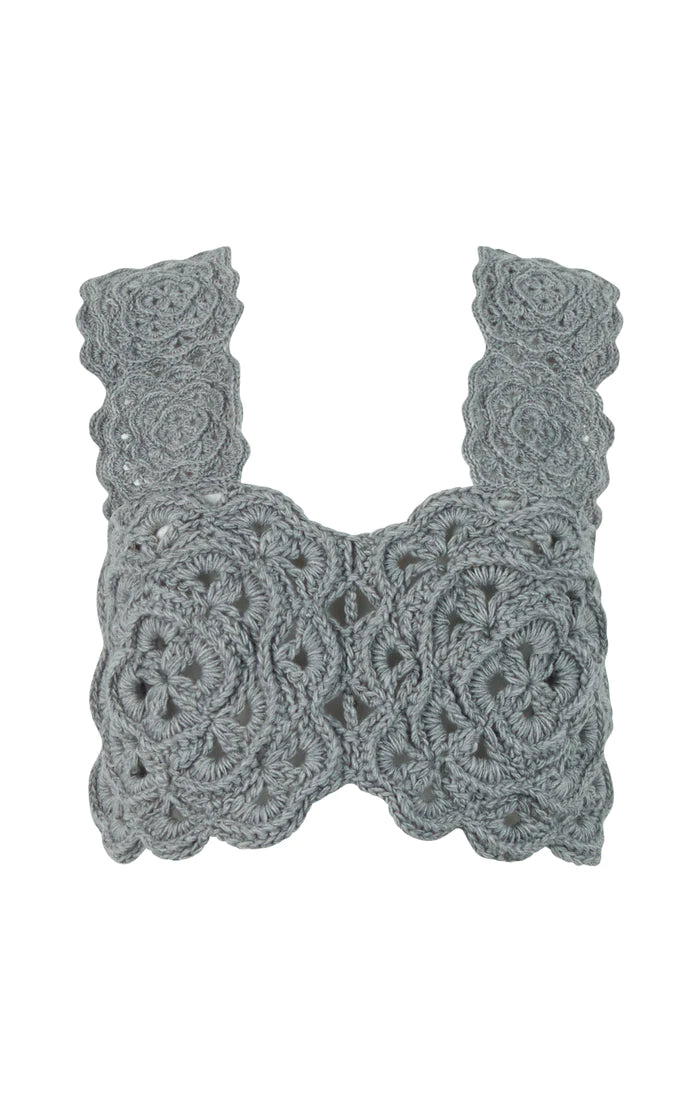 Top crochet grigio