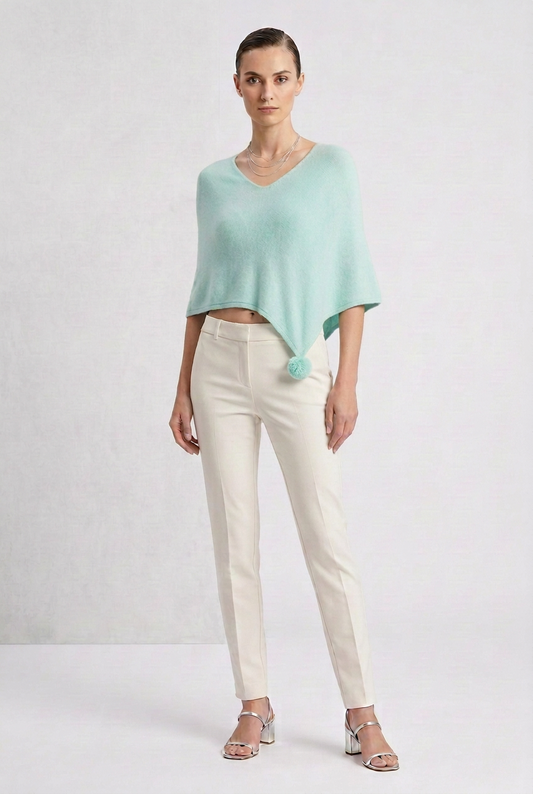 Poncho LDYBG 100% cashmere Acquamarina