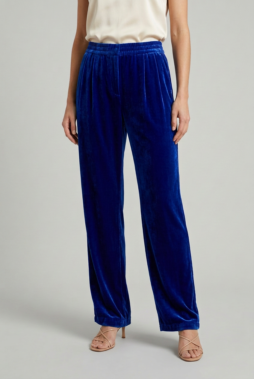 Pantalone velluto cobalto