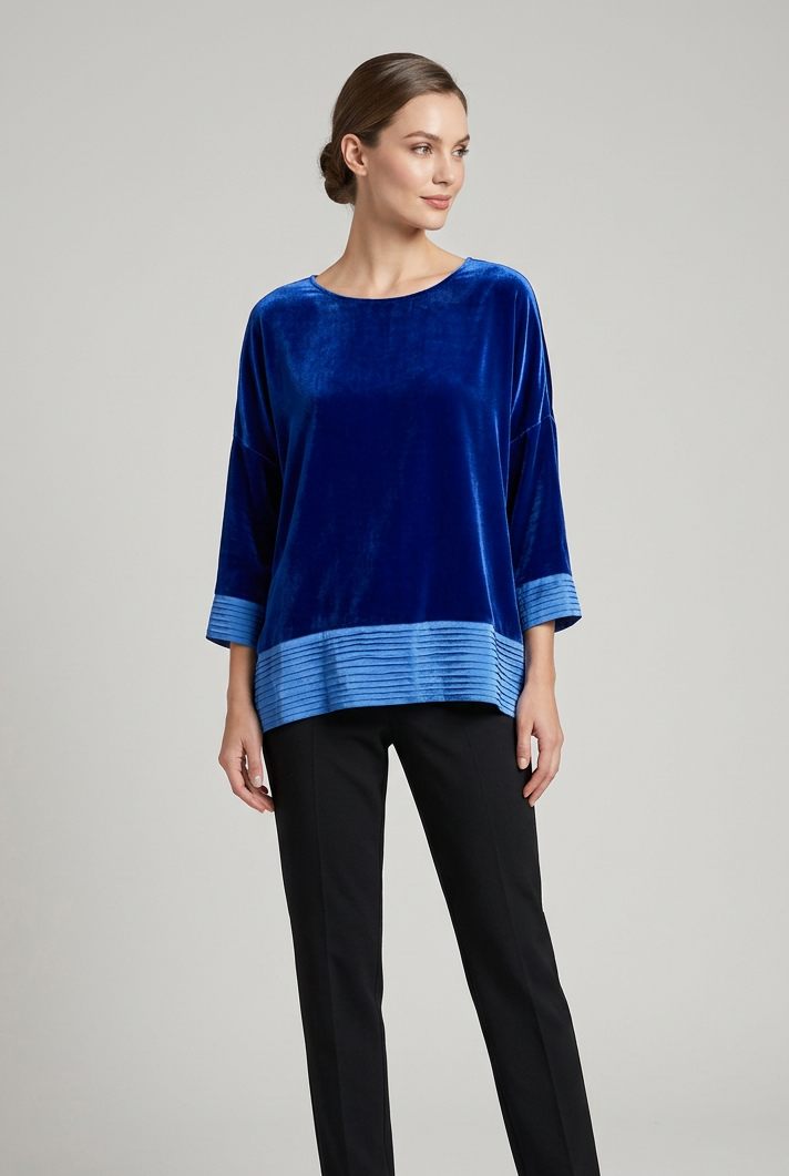 Blusa oriana velluto cobalto