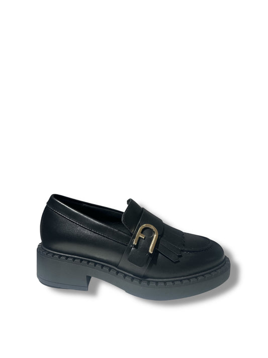 Mocassino college frangia nero FURLA