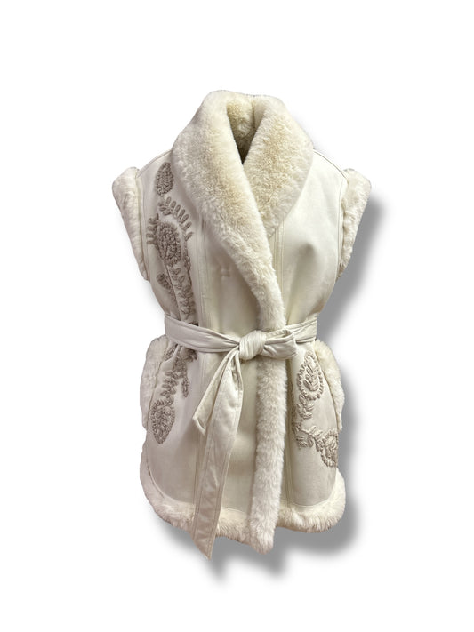 Gilet eco fur ricami Violanti