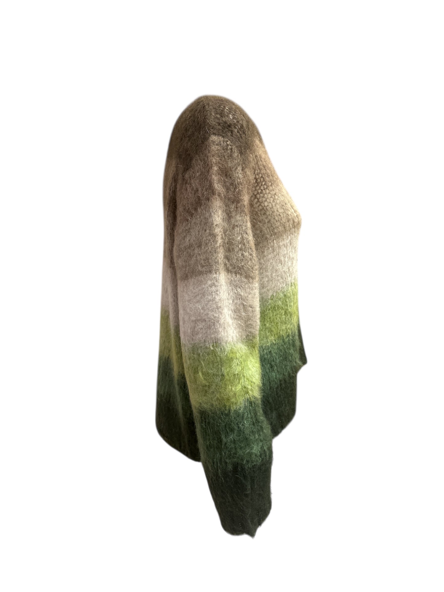 Cardigan a righe marrone-verde