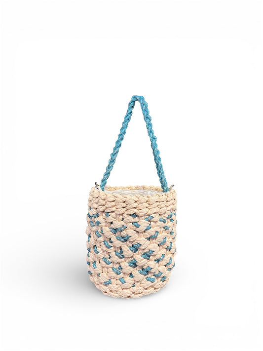 Secchiello raffia gioiello turchese