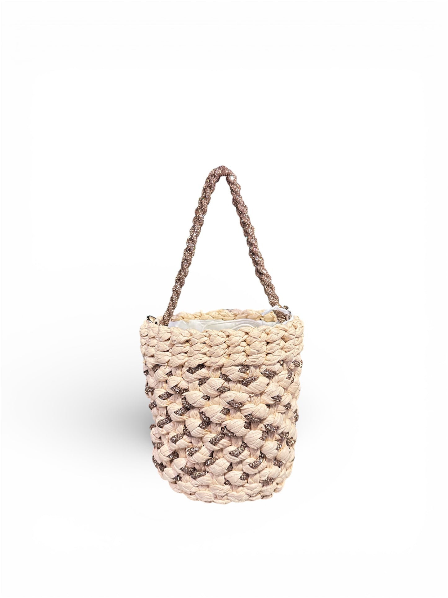 Secchiello raffia gioiello marrone