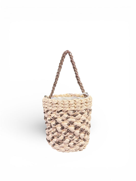Secchiello raffia gioiello marrone