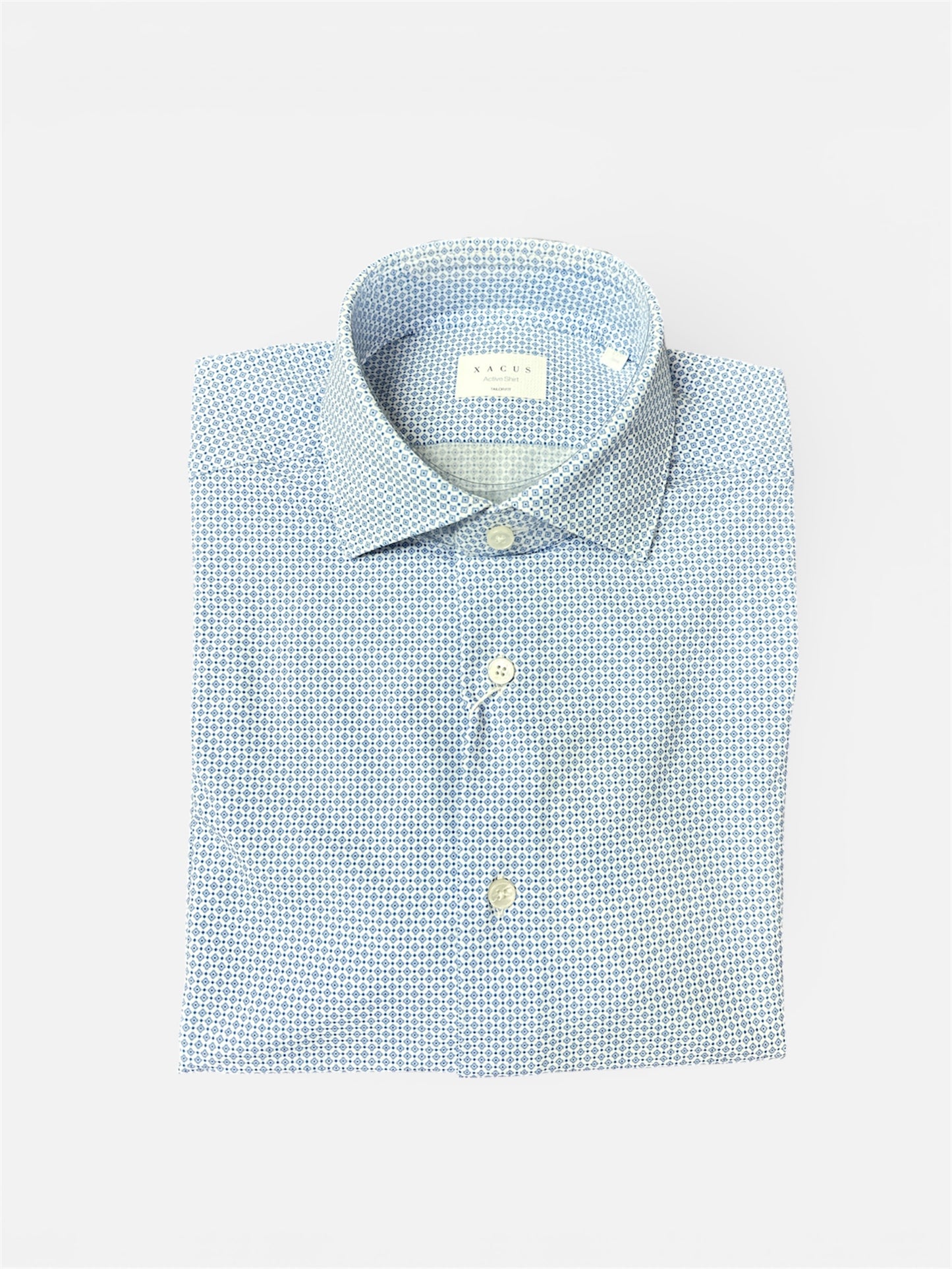 Camicia Collo francese piccolo fantasia azzurra