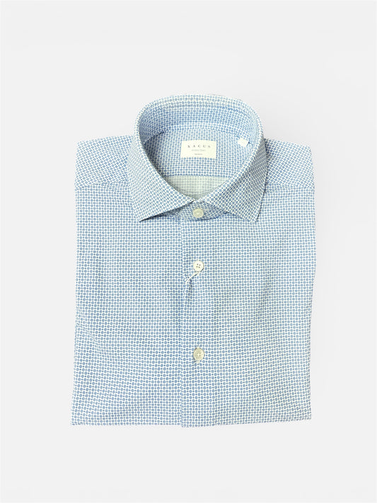 Camicia Collo francese piccolo fantasia azzurra