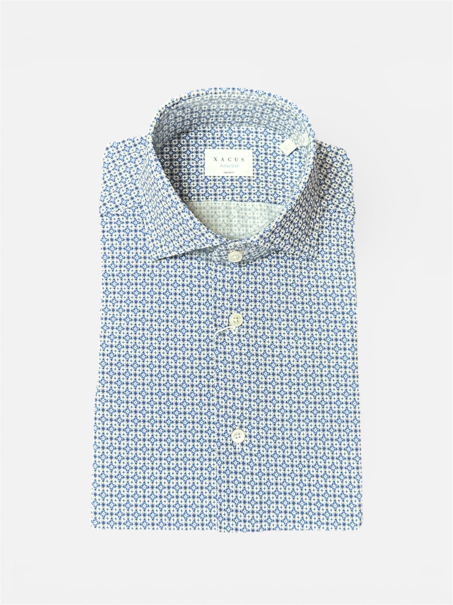 Camicia collo francese fantasia cravatta blu grigio
