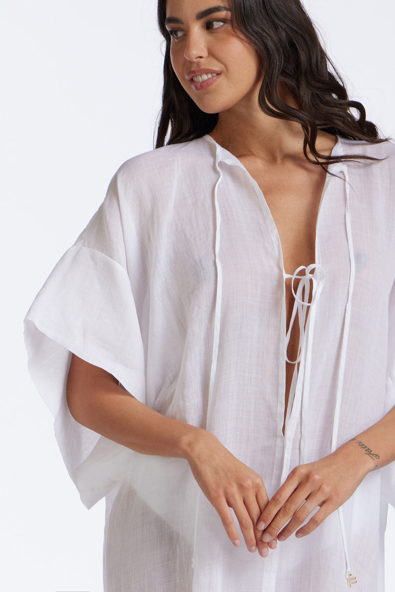 Kaftano bianco Fisico lungo
