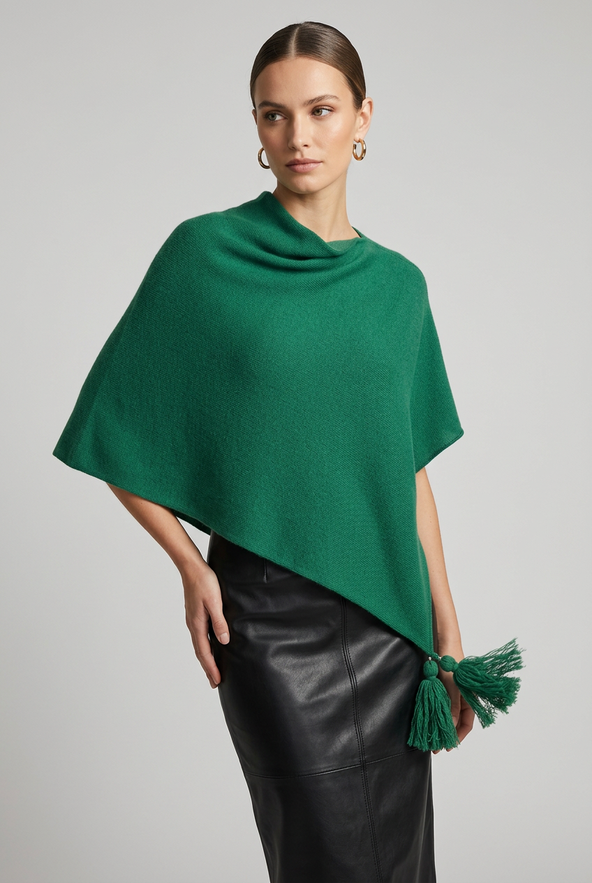 Poncho LDYBG 100% cashmere Verde Smeraldo