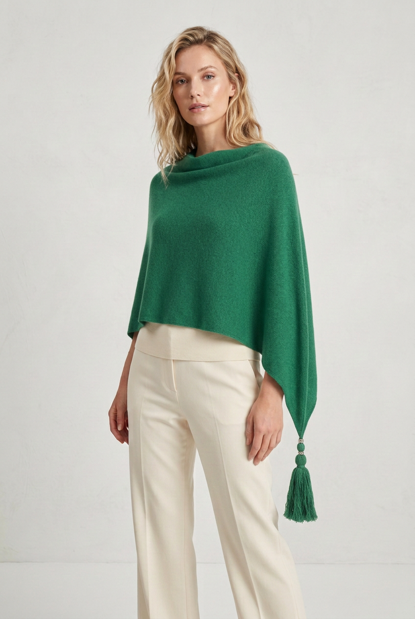 Poncho LDYBG 100% cashmere Verde Smeraldo