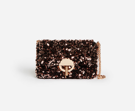 Borsa paillettes marron glasse