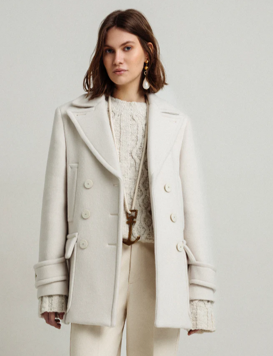 Giaccone doppiopetto crema