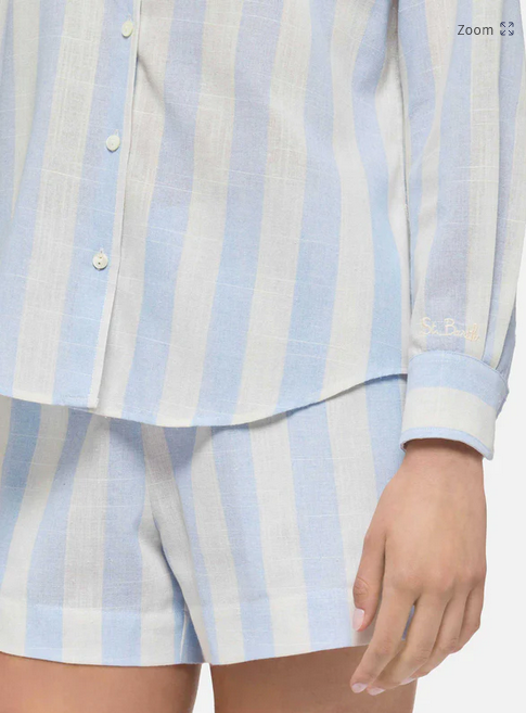 Short lino riga azzurra Saint Barth