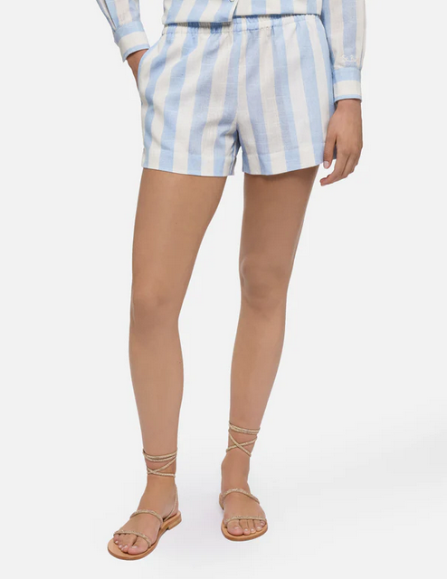 Short lino riga azzurra Saint Barth