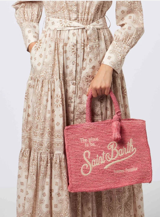 Borsa Colette Raffia Rosa MC2 Saint Barth