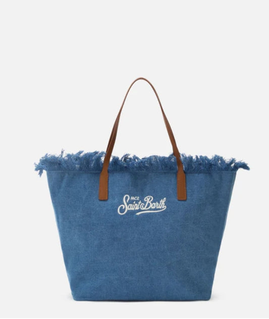 Borsa City bag Fringe regular denim St. Barth