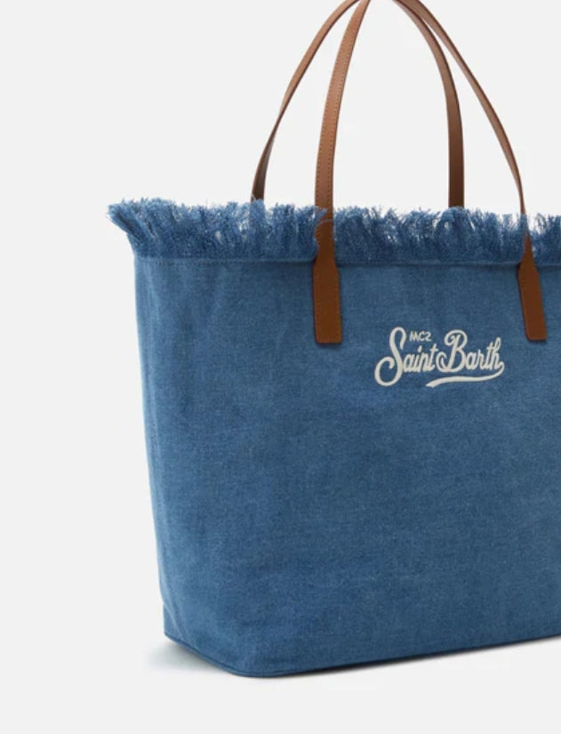 Borsa City bag Fringe regular denim St. Barth