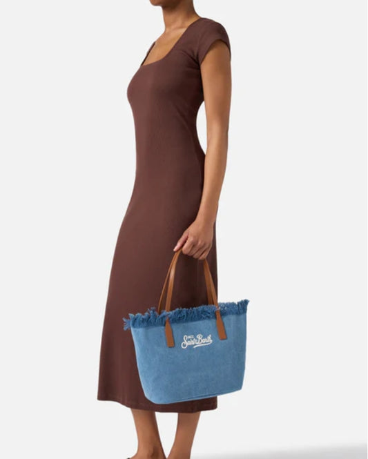 Borsa City bag Fringe medium denim St. Barth