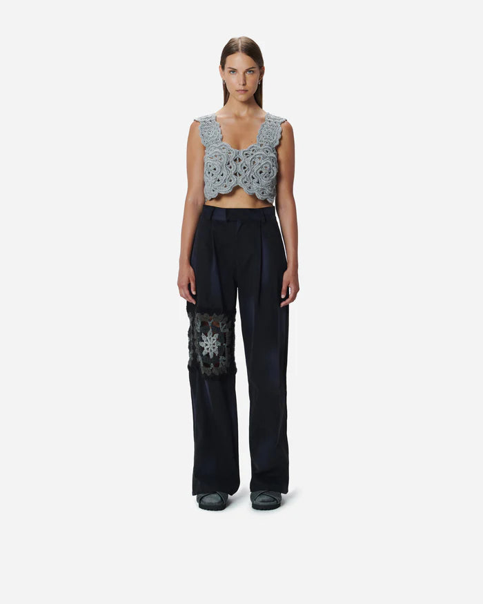 Top crochet grigio