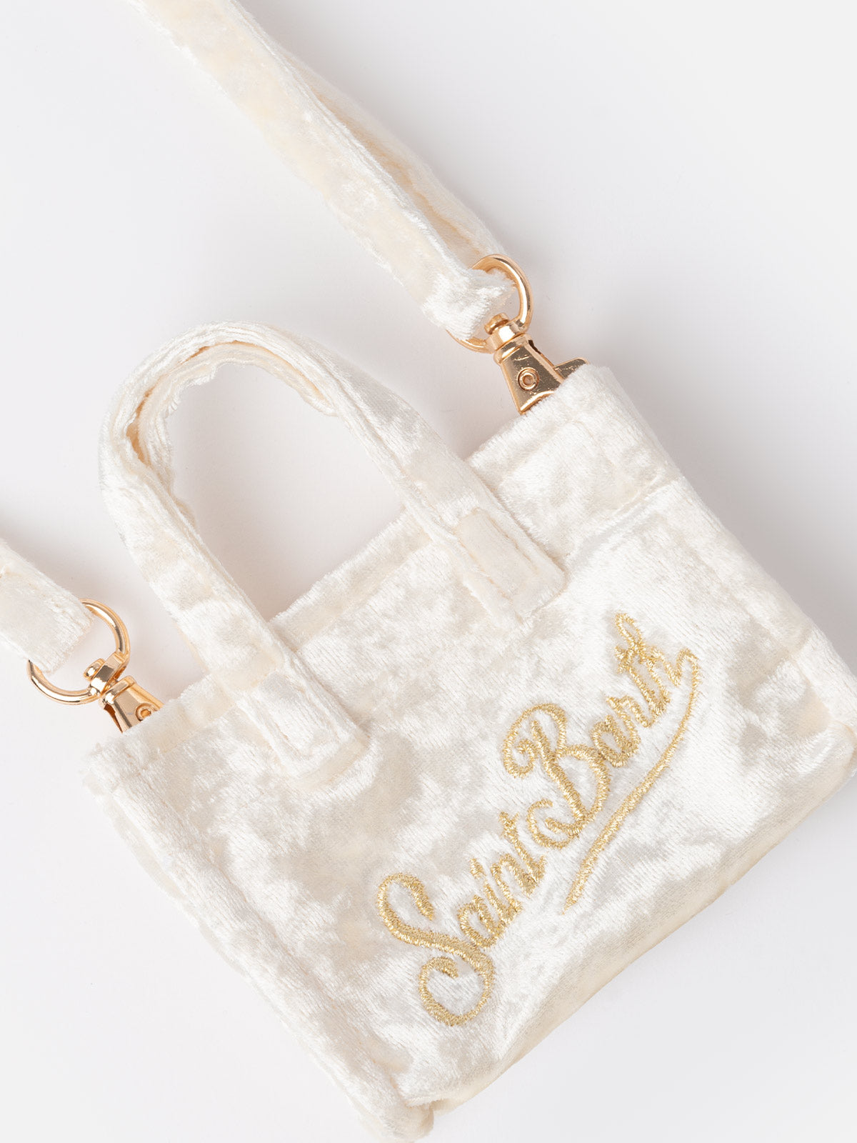 Mini borsa Saint Barth in velluto bianco