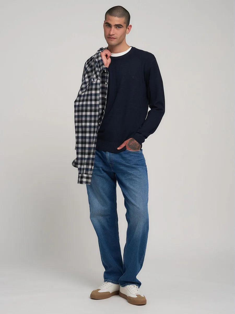 Pullover Replay blu in misto lana